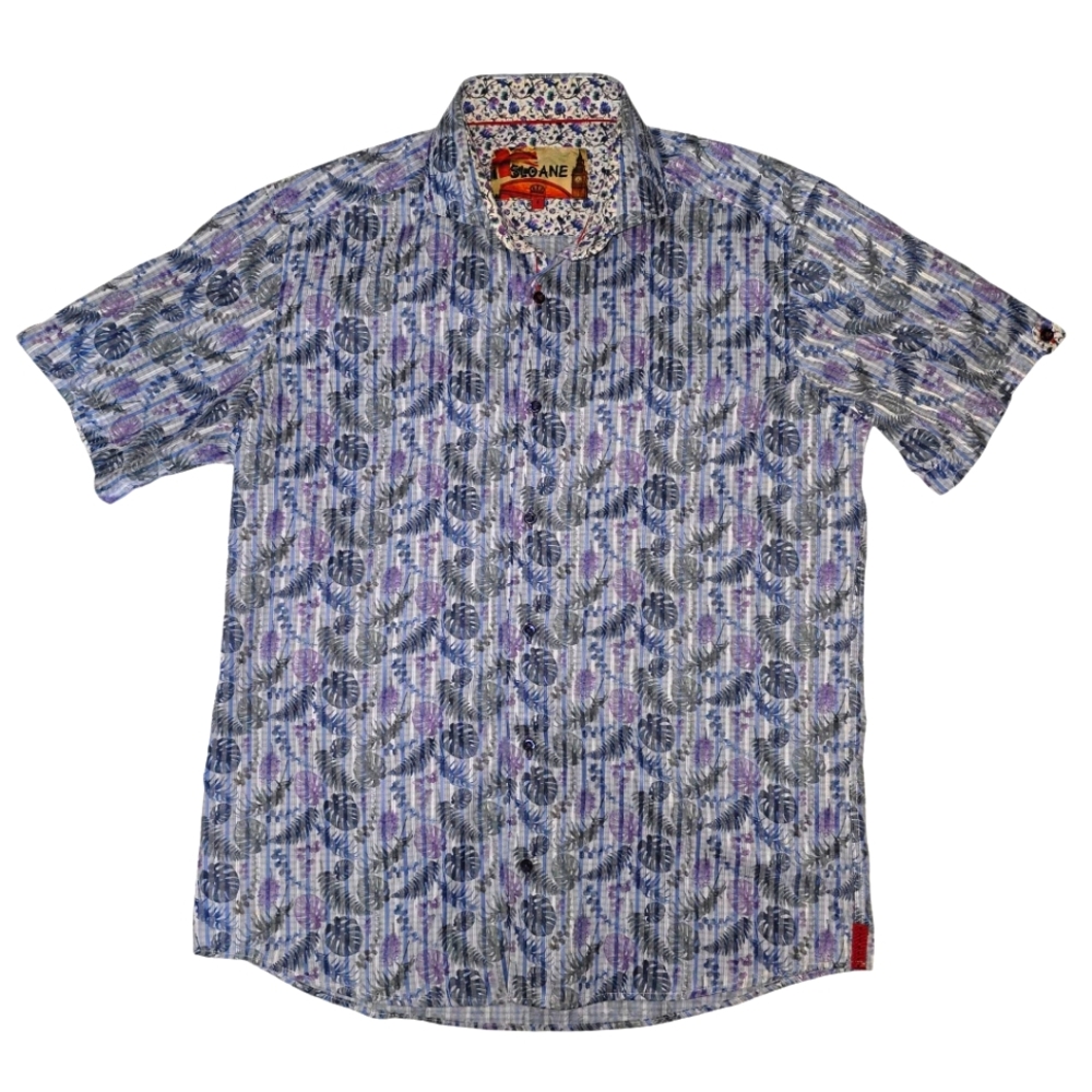 ViNTAGE •SLOANE • Leaf Men's Patterned Shortsleeve Button Shirt • Size Small